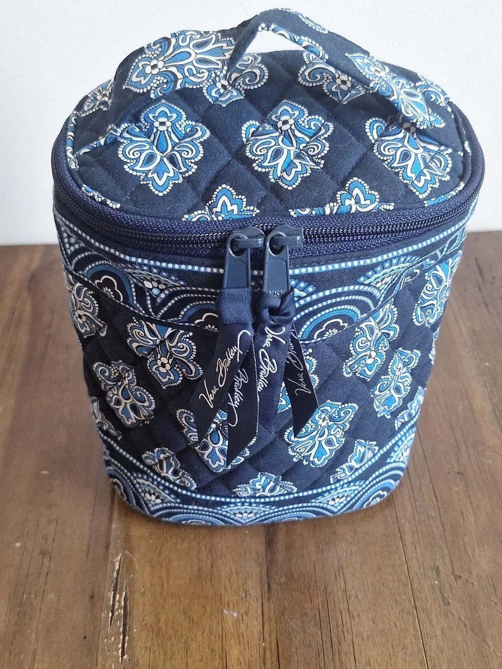 Vera Bradley Navy Blue Quilted Cosmetic Train Case